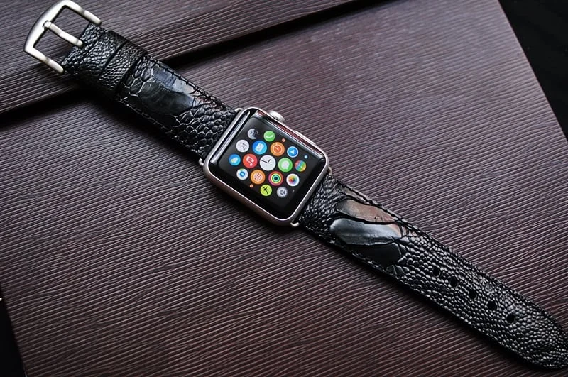 Handmade Ostrich Leg Strap 6 incl. Lugs Adapter + Buckle for Apple Watch (or Apple Watch Sport) 42mm or 38mm – image 3
